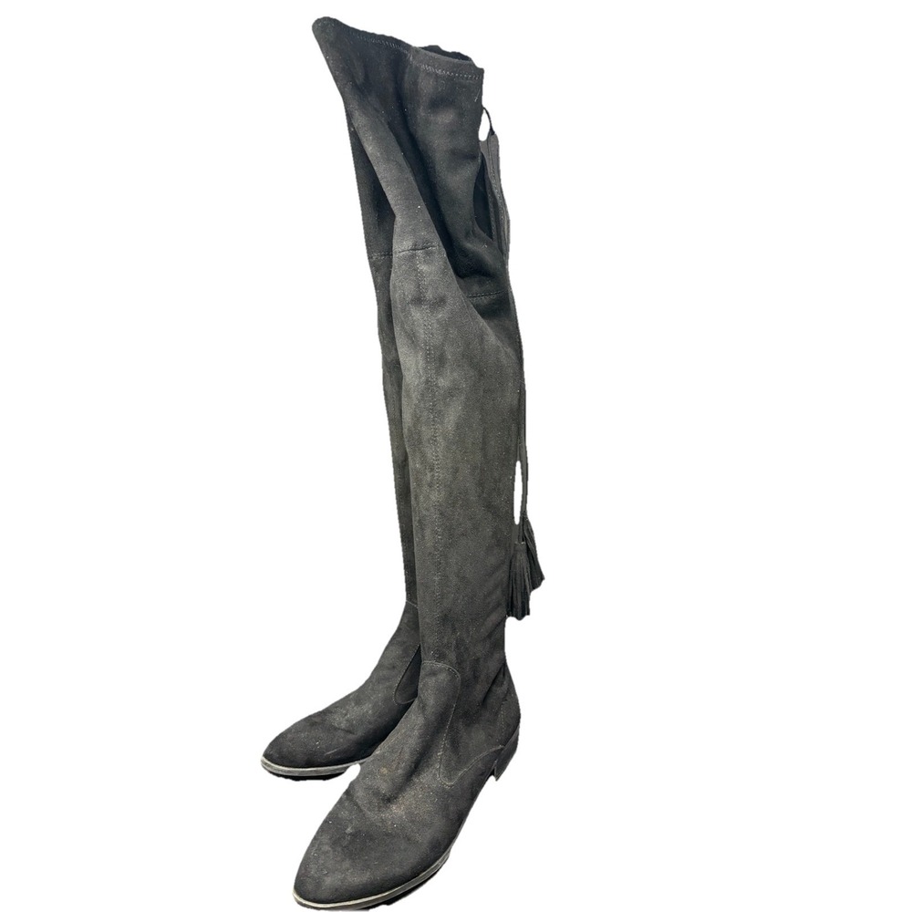 Marc Fisher Olympia‎ Above Knee Boots Shoes Womens Size 7.5N Black Fabric Zip Up